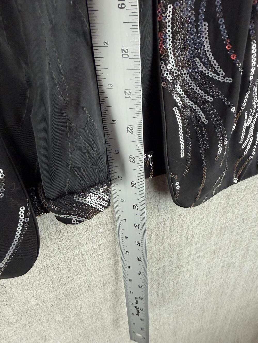 Alex Evenings Jacket Womens 1X Black Collared Lined Lightweight Sequin Snap - Picture 5 of 7